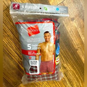 Hanes Men’s Tagless Boxers Plaid Small S